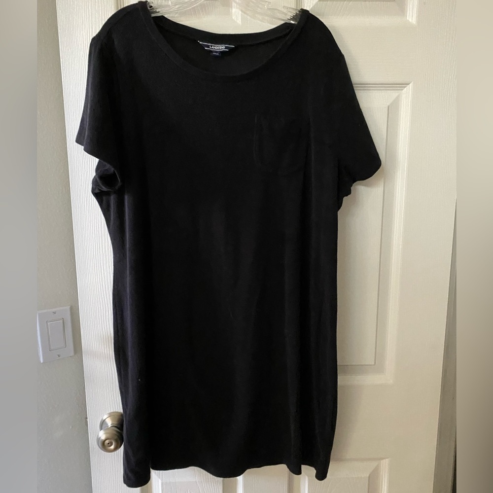 Lands End black terry swim cover up dress. Size 1X.